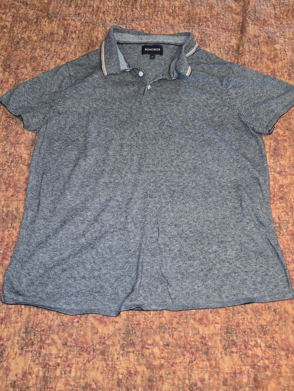 Bonobos Men's Striped Short Sleeve Polo Shirt Slim Fit Large